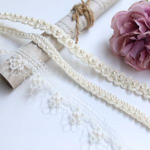 高级米白珍珠花边织带布料蕾丝diy服装领口门襟箱包窗帘装饰边条