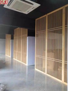 新中式实木花格镂空屏风隔断客厅现代简约日式玄关入户背景墙格栅
