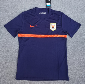 2021新款中超通用山东鲁能泰山队蓝色训练服球衣教练组短袖比赛服