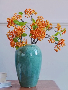 景德镇台面陶瓷花瓶客厅欧式摆件插花花器家居装饰摆设简约翡翠绿