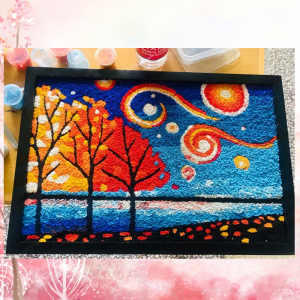 新古典梵高系列星空下的美景图案diy纸浆画减压手工美术材料包