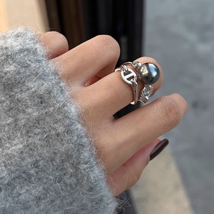 法式轻奢大溪地色奥地利施家珍珠戒指女小众设计气质高级感食指环