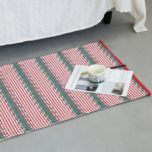 北欧风棉线编织防滑地垫家用入户门门垫脚垫卧室长方形床头地毯垫