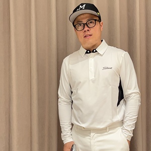 韩国高端高尔夫长袖t恤男士白色运动翻领Polo速干防晒上衣服装