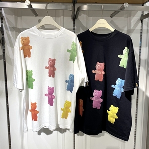 太平鸟女装2021夏款a6dab2a1789 时尚ted小熊联名廓形短袖t恤上衣