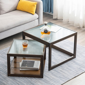大山恋竹小户型家用极简小方茶几迷你沙发边几现代简易小几桌玻璃