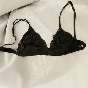 美式sexygirl黑色蕾丝柔软无钢圈bra薄款透明吊带文胸内衣/zavi