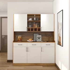 北欧家用餐边柜 现代简约置物架酒柜一体靠墙定制到顶组合餐厅柜