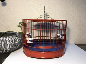 鸟笼鸟具 07年私人订制天津海河马天然大漆羊肝紫靛颏笼子