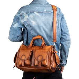 欧美复古手提男士旅行包真皮大容量休闲健身包树膏皮行李袋牛皮包
