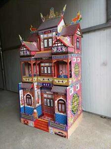 1米8高速装折叠式竹架冥房灵屋冥屋望雲楼殡葬用品纸扎别墅90型