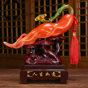 茶几酒柜装饰禅意摆件人生如意树脂工艺品领导老板办公室桌面好物