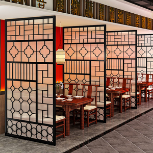 新中式铁艺餐厅饭店长虹玻璃屏风隔断轻奢创意网红简约现代可定制