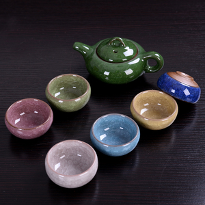 包邮 茶具套装 家用冰裂釉茶杯陶瓷日式紫砂泡茶壶 整套功夫茶具