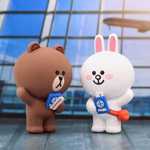 正品line friends布朗熊旅行系列盲盒 周边潮玩手办公仔摆件礼物