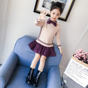 女童秋冬2019新款套装裙韩版时髦春装童装洋气加绒加厚儿童两