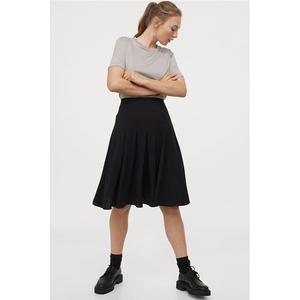 h&m专柜正品 hm女装2021春新梭织面料高腰修身及膝半身裙0966990