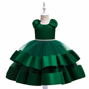 新儿童洋气墨绿色圣诞新年礼服公主裙6岁女孩气质蓬蓬蛋糕连衣裙
