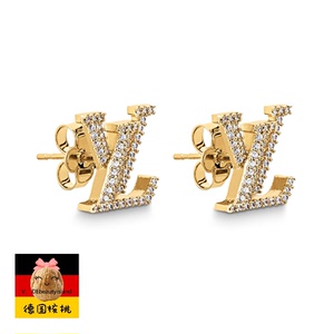 德国代购lv路易威登22春夏新品iconic满钻字母logo金色耳钉m00609