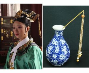 华妃金色高贵流苏步摇发簪 古装旗头发饰拍照摄影道具配饰 甄嬛传