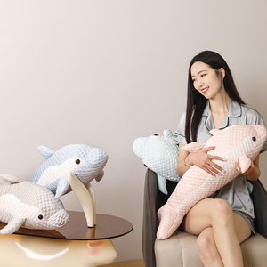 3D立体海豚凉豆豆抱枕靠枕垫沙发女生夹腿睡觉夏季
