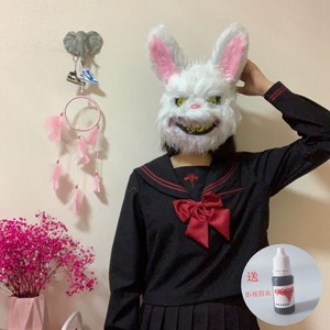 万圣节恐怖血腥兔子全脸面具可爱女男道具抖音快手网红同款大派对