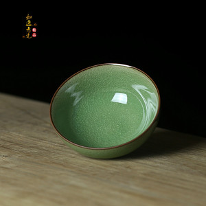 青瓷哥窑紫金土冰裂纹鱼籽纹百圾碎龙泉功夫茶具茶杯王文纯手工杯