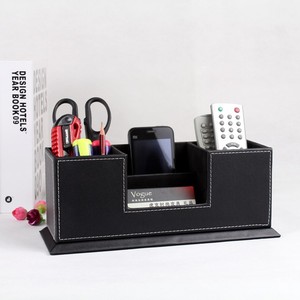 皮革笔筒摆件 多功能桌面收纳盒 商务创意时尚韩国办公用品定制
