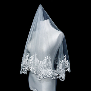 新娘结婚主婚纱头纱超仙森系韩式蕾丝头纱领证登记拍照道具头纱
