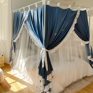 2021冬卧室1.8m床家用蚊帐防风保暖双层法式床幔防尘顶公主风床帘