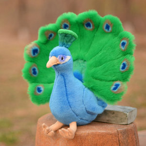 仿真孔雀毛绒玩具公仔玩偶 peacock 孔雀开屏 peafowl 节日礼品