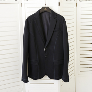 欧货潮牌意大利bikkembegs毕盖帕克深蓝色修身男正装西服修身斜纹