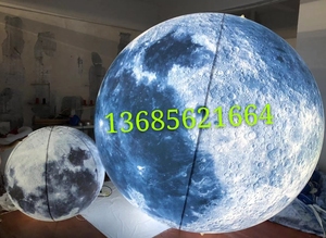 中秋节发光月亮落地气模现货充气月球3米4米5米月球发光玉兔气模