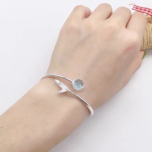 深圳人在纽约淘宝香港正生正品人鱼眼泪纯银开口999手镯小众首饰