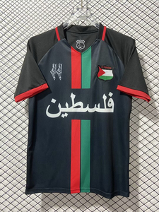 24-25巴勒斯坦黑色足球服球衣泰版上衣比赛体育训练服运动休闲