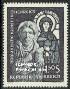 奥地利1964年发行罗马艺术邮票教堂雕塑窗玻璃画雕刻版1全