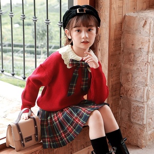 法国Jacadi kid女童套装2022新款洋气儿童学院风套装jk裙子中大童
