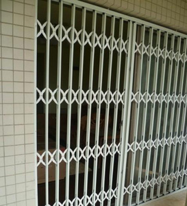 彩钢折叠伸缩 防盗网 防盗门窗 白色绿色灰色拉闸门 伸缩门