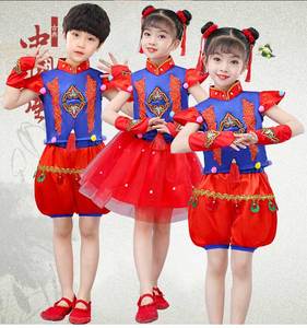 六一儿童喜庆演出服民族舞蹈服开门红中国梦娃灯笼服装少儿秧歌服