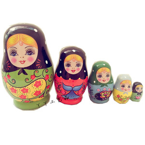 【包邮】五层外贸小肚女孩俄罗斯套娃生日礼物木制工艺礼品情人节