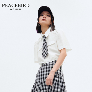 【商场同款】太平鸟女士时尚2021年新款学院风短衬衫a1ccb2304