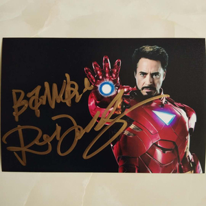 诺丁汉木头淘宝小罗伯特唐尼钢铁侠漫威亲笔签名复刻照片相框复仇者