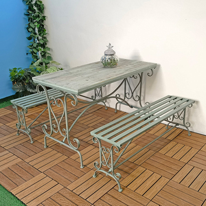 户外桌椅组合三件套花园庭院露台阳台休闲茶桌长桌操作台铁艺长凳