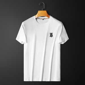 欧洲站2021新款tb家巴宝莉刺绣圆领短袖t恤男外贸青年欧货半袖潮