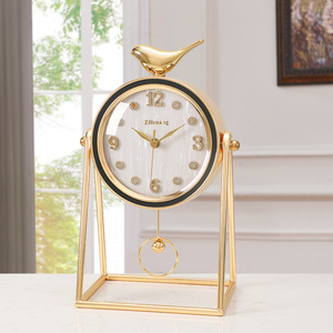 现代简约座钟家用客厅桌面台钟轻奢创意装饰坐式钟表静音石英时钟