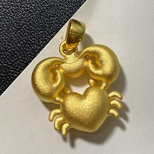 树懒猫猫 精品3d硬金吊坠螃蟹项坠八方来财大螃蟹黄金24k足金999