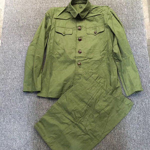 全新65式胶木扣冬季涤卡套装78罩衣罩裤军绿色中山装老兵收藏