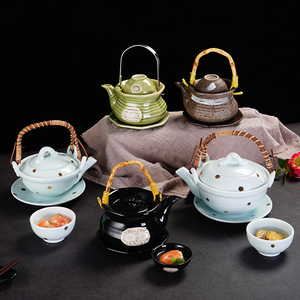 日式一人份小汤壶陶瓷蒸炖提梁壶个性一壶一杯手提茶壶创意海鲜壶
