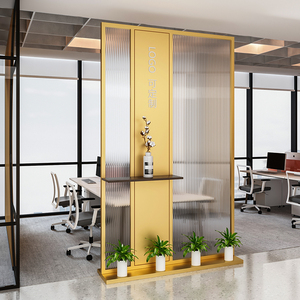 轻奢办公室长虹钢化玻璃屏风玄关遮挡简约现代入户背景墙公司前台