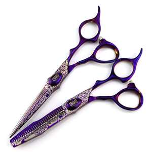 6.0寸FJ--21个性紫色华尔大马士革 美发剪刀 理发剪专用双剑型平